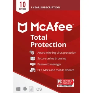 ✔️📲 McAfee Total Protection 10 Dispositivos - 1 año
