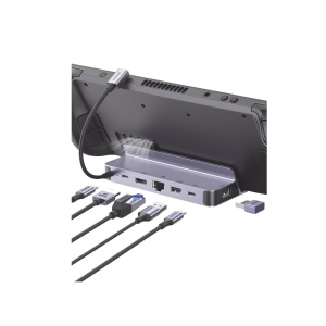 HUB USB-C (Docking Revodok Pro) 6 en 1 | Soporte para Steam Deck | 2 USB-A 3.0 (5Gbps) | USB-C 3.0 (5Gbps) | RJ45 (Gigabit Ethernet) | HDMI 2.0 4K@60Hz | USB-C PD Carga 100W | Carcasa de Aluminio.