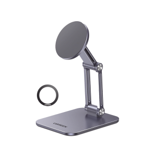Soporte de Aluminio Magnético para Smartphone | Fuerza Magnética Súper Potente 500g | Compatibilidad IPhone 15/14/13/12 | Apto para celulares Android | Altura y Angulo Ajustable | Protección Antideslizante | Portátil.