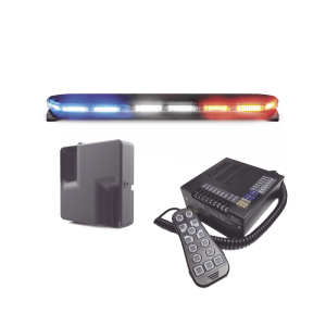 Kit de Sirena, Bocina y Torreta de 47", Serie 16 con 300 LEDs, Dual Color, Frente: Rojo/Blanco, Azul/Blanco, Trasero: Rojo/Ámbar, Azul/Ámbar