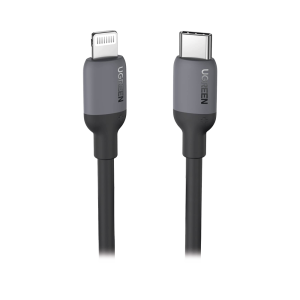 Cable USB-C a Lightning / Certificado MFi / 1 Metro / Adecuado para iPhone, iPad, iPod / Carga Rápida PD 20W /  Sincronización de Datos de hasta 480 Mbps / Goma de Silicona y  TPE. / Suave al Tacto / Color Negro