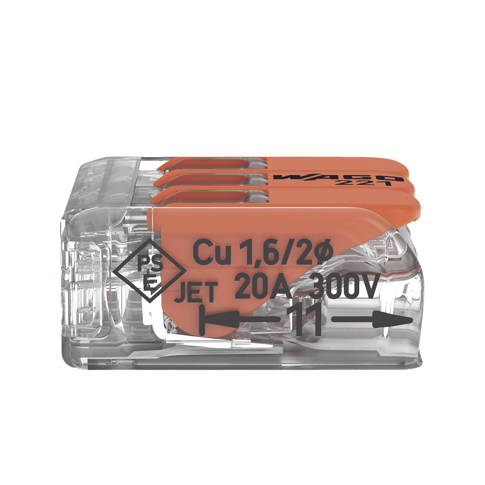 Borne de Conexión con Palancas / 3 Conductores / Carcasa Transparente / Tecnología CAGE CLAMP® / 4 mm² (12 AWG) / 450V 32A / T85 - Image 3