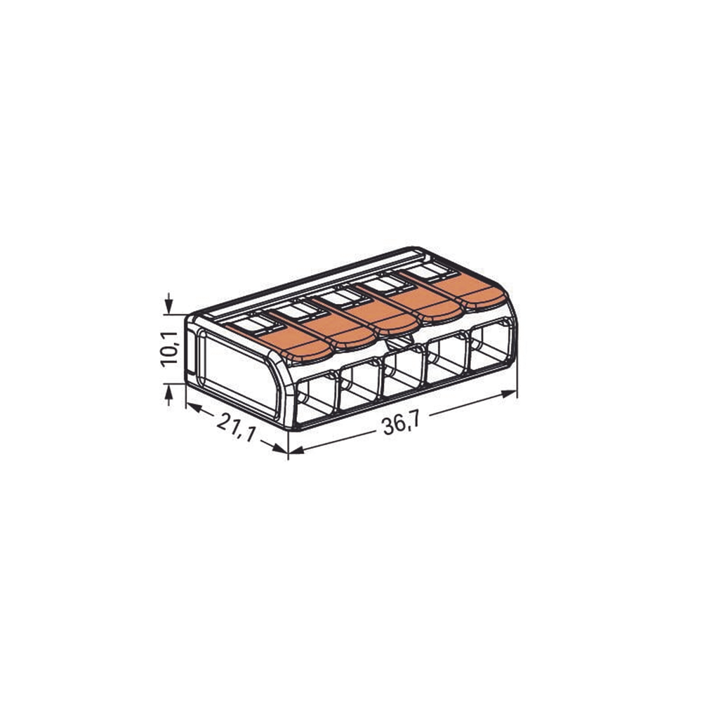 Conector Eléctrico / Borna de Conexión con Palancas / 5 Puntos / 6 mm² Máximo / 30A 450V / Transparente / CAGE CLAMP® / UL-ENEC-CB - Image 6