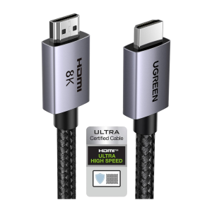 Cable HDMI 2.1 de 8K@60Hz | 2 Metros (6.56 Pies) | 48Gbps | HDR10+ | 3D Inversivo | eARC | Dolby ATMOS | VVR | QMS | QFT | ALLM | 3 Modos de Visualizaci?n | Certificado HDMI 8K | Niquelado | Nylon Trenzado | Carcasa de Aluminio