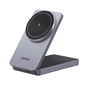 Cargador Inalámbrico 2 en 1 20W / Tecnología Qi2 15W Certificada / Carga Simultánea iPhone y AirPods / Ángulo Ajustable 70° / Diseño Plegable y Portátil / Compatibilidad Universal