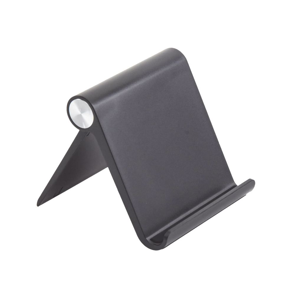 Soporte de Escritorio para Teléfono Celular / Ajustable de 0° a 100° / Goma Antiarañazos / Antideslizante / Amplia Compatibilidad con dispositivos de 4'' a 7.9'' / Plegable / ABS / Color Negro