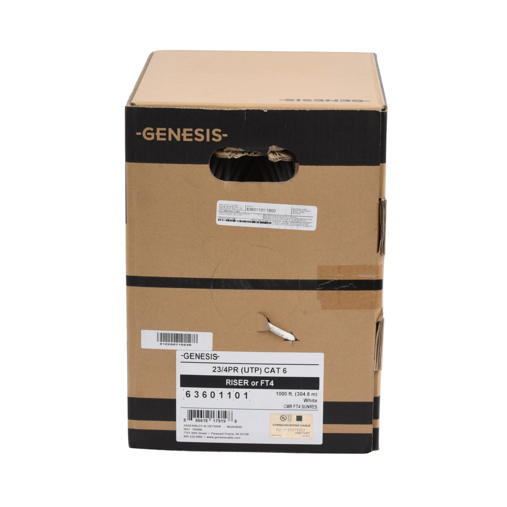Bobina de Cable de 305 Metros (1000 Pies) UTP Cat6 Riser / Color Blanco / UL, CMR, Probado a 350 Mhz / Para Aplicaciones de CCTV, Redes de Datos, IP Megapixel, Control RS485 - Imagen 3