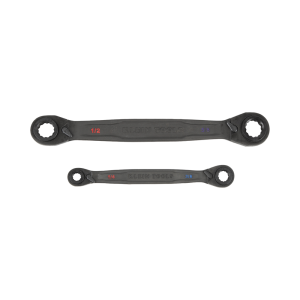 Juego de 2 llaves Estriadas de Matraca 4 en 1 con 8 Medidas Inglesas 1/2-5/8", 3/4-9/16", 1/4-3/8", 7/16-5/16"