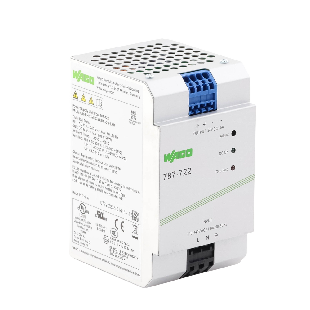 Fuente de Alimentación / 24V DC / 5A / 120W / PFC Activo / Montaje Carril DIN / IP20 / Conectores CAGE CLAMP® 4 mm² - Image 4