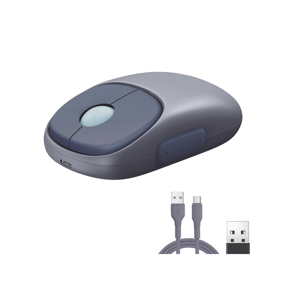Mouse Inalámbrico FUN | Recargable| 2.4G & Bluetooth | 4 Niveles de DPI | Silencioso | Ergonómico | 5 Botones | Compatible con Windows, macOS 10.5, Android iOS Linux y Chrome OS | Color Azul. - Image 2
