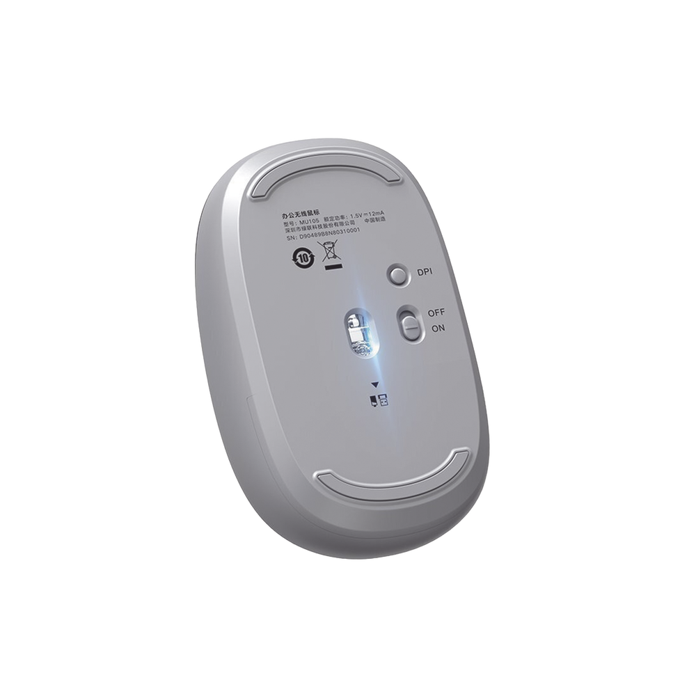 Mouse Inalámbrico 2.4G 800/1200/1600/2400 DPI | Función de 3 botones | Alcance 10m | Silencioso | Ergonómico | Anti-caída y Anti-interferencias | Batería Alcalina AA incluida | Color Grey. - Image 2