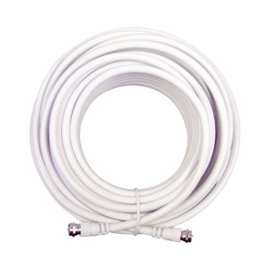 Jumper Coaxial con Cable Tipo RG-6 en Color Blanco de 6.09 Metros (20 Pies) de Longitud y Conectores F Macho en Ambos Extremos. 75 Ohm de Impedancia.