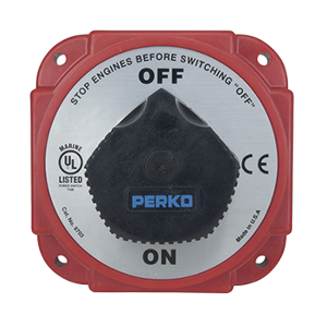 Interruptor Desconexión Batería 9703 con Desconexión Campo Alternador, 480 Amperios Continuos, 1200 Amperios Intermitentes, 6-32 VDC, Terminales 1/2 Pulgada, Montaje Marino