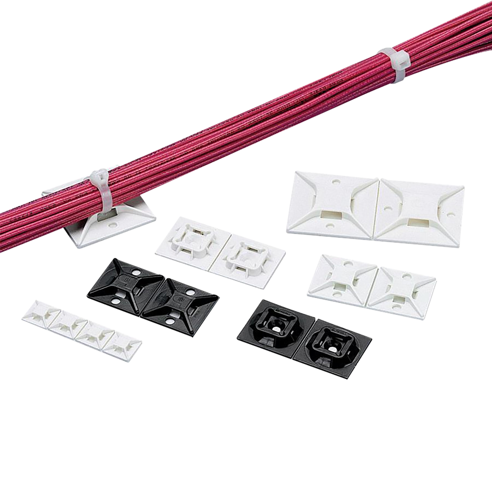 Montaje-Sujetador Para Cable de 4 vías, con Adhesivo Acrilico, 25.4 x 25.4mm (1in x 1in), Color Negro, Uso en Exterior, 1 pieza - Image 2