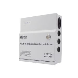 Fuente de Poder / 1 Salida 11-15 Vcc / 5 A / Temporizador Integrado / Con Capacidad de Batería de Respaldo / Requiere Batería / Aplicaciones en sistemas de control de Acceso