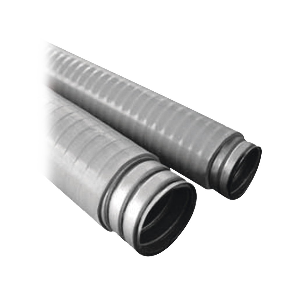 Tubo Flexible tipo Liquidtight de 1 1/2" (38 mm). Acero + Forro PVC. Rollo de 30 Metros.