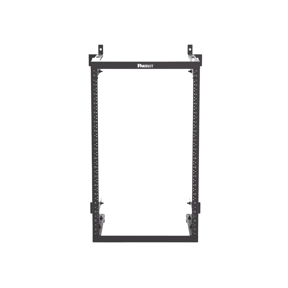 Rack PanZone® de Montaje en Pared, de 19in, Profundidad Ajustable, Rieles Numerados y Roscados #12-24, 18 UR, Color Negro - Imagen 2