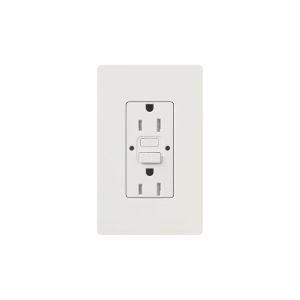 Tomacorriente 125V 15A resistente a manipulaciones, color blanco.