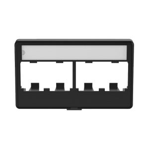 Placa de Mobiliario Modular Est?ndar, Salidas Para 4 Puertos Mini-Com, Con Espacio Para Etiquetas, Color Negro