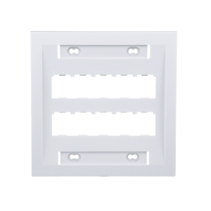 Placa de Pared Vertical Ejecutiva, Salida Para 10 Puertos Mini-Com, Con Espacios Para Etiquetas, Color Blanco