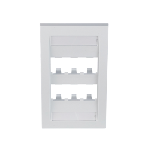 Placa de Pared Vertical Ejecutiva, Salida Para 6 Puertos Mini-Com, Con Espacios Para Etiquetas, Color Blanco