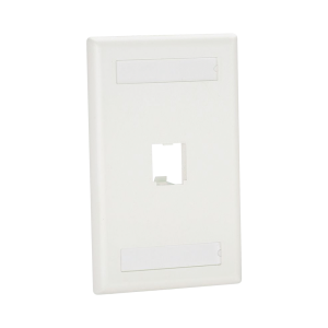 Placa de Pared Vertical Cl?sica, Salida Para 1 Puerto Mini-Com, Con Espacios Para Etiquetas, Color Blanco Mate