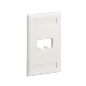 Placa de Pared Vertical Cl?sica, Salida Para 2 Puertos Mini-Com, Con Espacios Para Etiquetas, Color Blanco