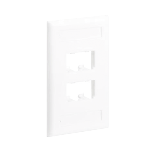 Placa de Pared Vertical Cl?sica, Salida Para 4 Puertos Mini-Com, Con Espacios Para Etiquetas, Color Blanco