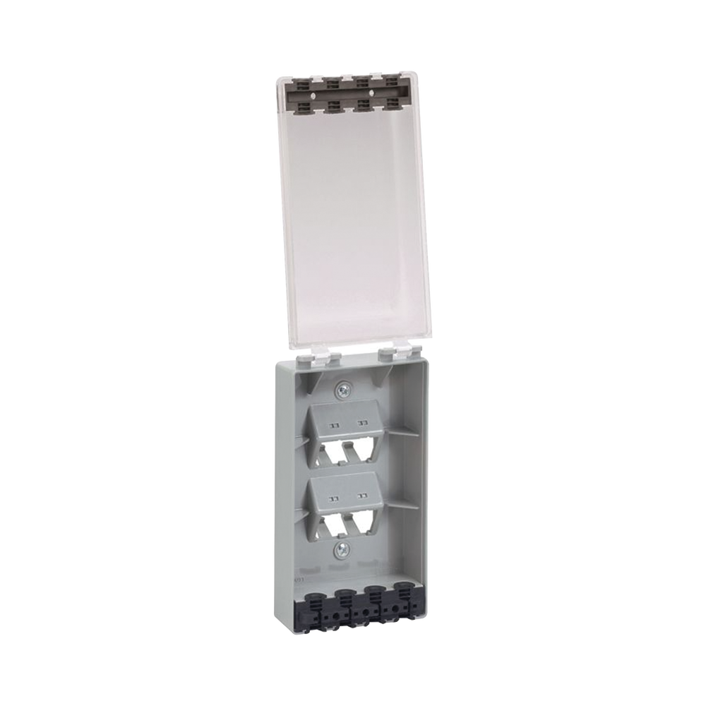 Placa de Pared Vertical, Resistente al Agua con Protecci?n IP56, Acepta 4 M?dulos Mini-Com, Color Claro