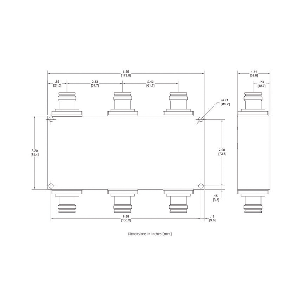 Combinador hibrido 3x3 617-2700 150W -161dBc 4.3-10 IP68 - Image 2