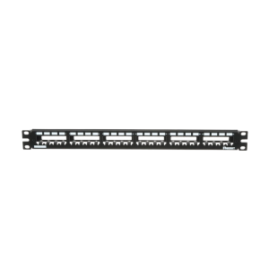Panel de Parcheo Modular Mini-Com (Sin Conectores), Plano, Totalmente Blindado, de 24 Puertos, 1UR