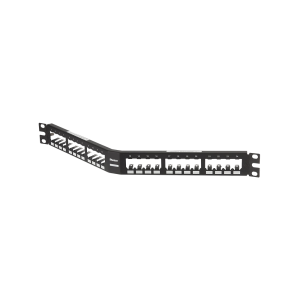 Panel de Parcheo Modular Mini-Com (Sin Conectores), Angulado, Totalmente Blindado, de 24 Puertos, 1UR