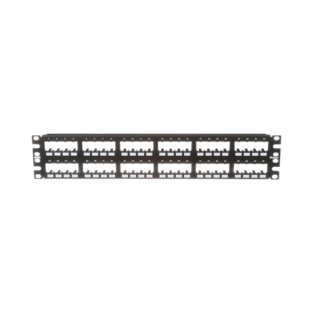 Panel de Parcheo Modular Mini-Com (Sin Conectores), Plano de Instalaci?n al Ras, Sin Blindaje, de 48 Puertos, 2UR