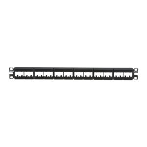 Panel de Parcheo Modular Mini-Com (Sin Conectores), Plano, Sin Blindaje, Con Etiqueta y Cubierta, de 24 Puertos, 1UR