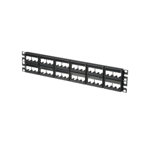 Panel de Parcheo Modular Mini-Com (Sin Conectores), Plano, Sin Blindaje, Con Etiqueta y Cubierta, de 48 Puertos, 2UR