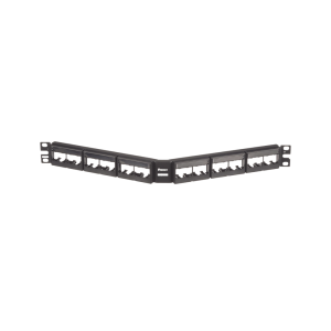 Panel de Parcheo Modular Mini-Com (Sin Conectores), Angulado, Sin Blindaje, Con Etiqueta y Cubierta, de 24 Puertos, 1UR
