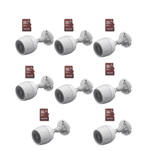 Kit de Camaras WiFi, Incluye 8 Piezas CS-H3C y 8 Piezas HS-TF-E1/32G /  Detección de Movimiento