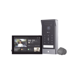Video Portero Conexión a 2 Hilos Entre Monitor y Frente de Calle / Wi-Fi 6 Dual Band 2.4 y 5GHz con Cámara 4K / Reconocimiento de Venas de Palma / Reconocimiento Facial / Visión Nocturna en Color / IP65 Exterior Con Protección