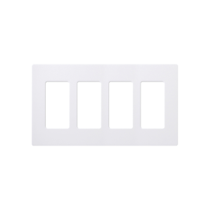 Placa de pared 4 espacios, color blanco, para atenuador (dimmer), switch ó control remoto PICO inalámbrico