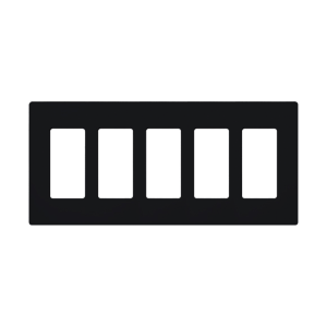 Placa de pared 5 espacios, para atenuador (dimmer), switch ó control remoto PICO inalámbrico