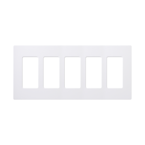 Placa de pared 5 espacios, para atenuador (dimmer), switch ó control remoto PICO inalámbrico