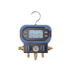 Manifold Digital DMAA 2 Válvulas / Sensor Digital Alta Precisión / Pantalla LCD Retroiluminada / Rango -14 a 800 psi (55 bar) / Compatibilidad Múltiples Refrigerantes / Diseño Anti-Caídas / Incluye 3 Mangueras y Adaptado