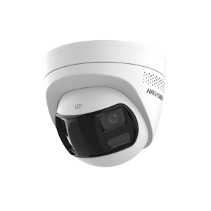 [PROTECCIÓN ACTIVA] Turret IP 6Megapixel / 2 Lentes de 2.8 mm (Imagen Panorámica 180°) / 30 mts IR / Exterior IP67 / Luz Intermitente y Alerta de Audio / Audio Bidireccional / ACUSENSE / WDR 120 dB / Micro SD