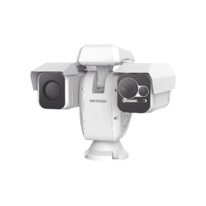 PTZ Punta de Poste IP Dual / Lente Térmico 100 mm (640 X 512) / Lente Óptico 56X Zoom (4 MP) / 800 mts IR Laser / 36 VCC / IP66 / Recubrimiento Anticorrosivo