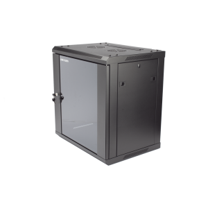 Gabinete para Montaje en Pared - Piso / Puerta de Cristal Templado / Cuerpo Fijo / 12 Unidades de Rack / 19" / Fabricado en Acero