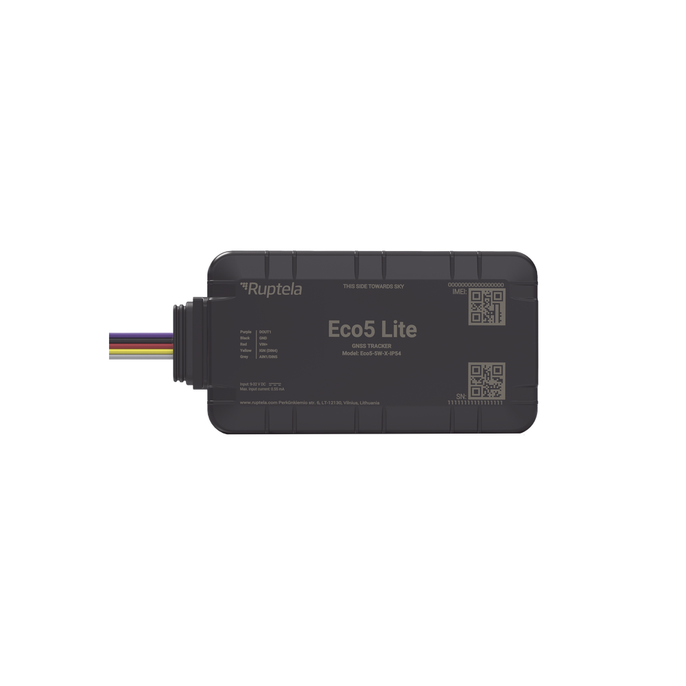 Rastreador Vehicular y Monitoreo de Flota / BLE 5.0 y GNSS / LTE CAT1 y LTE-M con Respaldo 2G / GNSS U-blox / MiKado IP54 / -20 °C a +40 °C / Acelerómetro de 3 Ejes / Suministro 9-32 V / Batería Interna