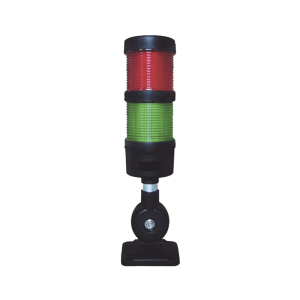 Torre LED Indicadora de estado de 2 niveles color Rojo y Verde, con Buzzer integrado a 85 dB, a 110-240 VCA con Montaje incluido de 60 mm de diámetro