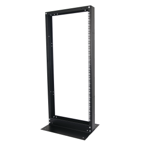 Rack de 2 Postes, Estándar 19", 24 Unidades, Fabricado en Acero, Base "L" para Anclar a Piso.