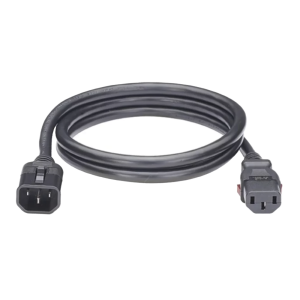 Cable de Alimentación Eléctrica Con Bloqueo de Seguridad, de IEC C14 a IEC C13, 1.8 Metros de Largo, Color Negro, 1 Pieza