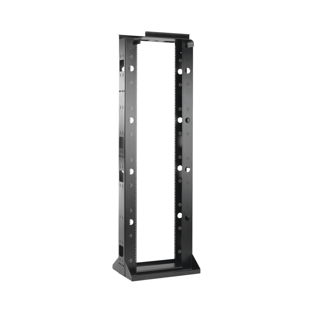 Rack de 2 Postes Sísmico, Estándar de 19 in, Rieles Numerados y Roscados #12-24, Fabricado en Acero, 45 Unidades de Rack, Color Negro